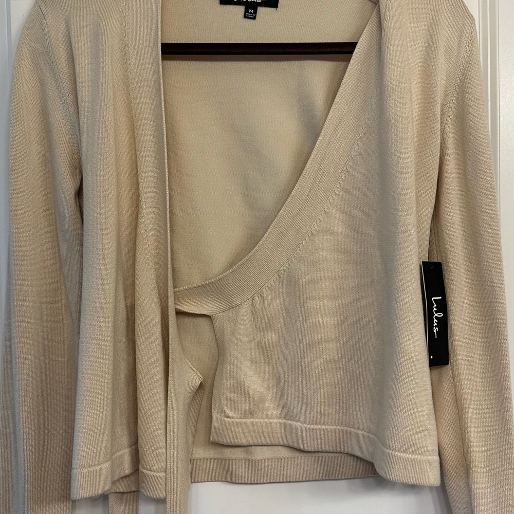 Lulus Cream Wrap Sweater